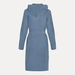 Damen MÖVE Damen|Mit Kapuze-Homewear Bademantel mit Kapuze blau(steel blue)