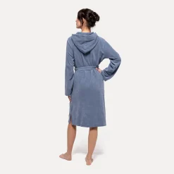 Damen MÖVE Damen|Mit Kapuze-Homewear Bademantel mit Kapuze blau(steel blue)