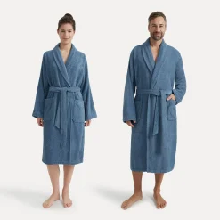 Damen MÖVE Damen|Herren-Homewear Schalkragenmantel blau(steel blue)