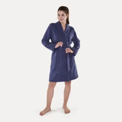 MÖVE Kurze Bademäntel|Damen-Homewear Schalkragenmantel lila(blueberry)