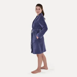 MÖVE Kurze Bademäntel|Damen-Homewear Schalkragenmantel lila(blueberry)