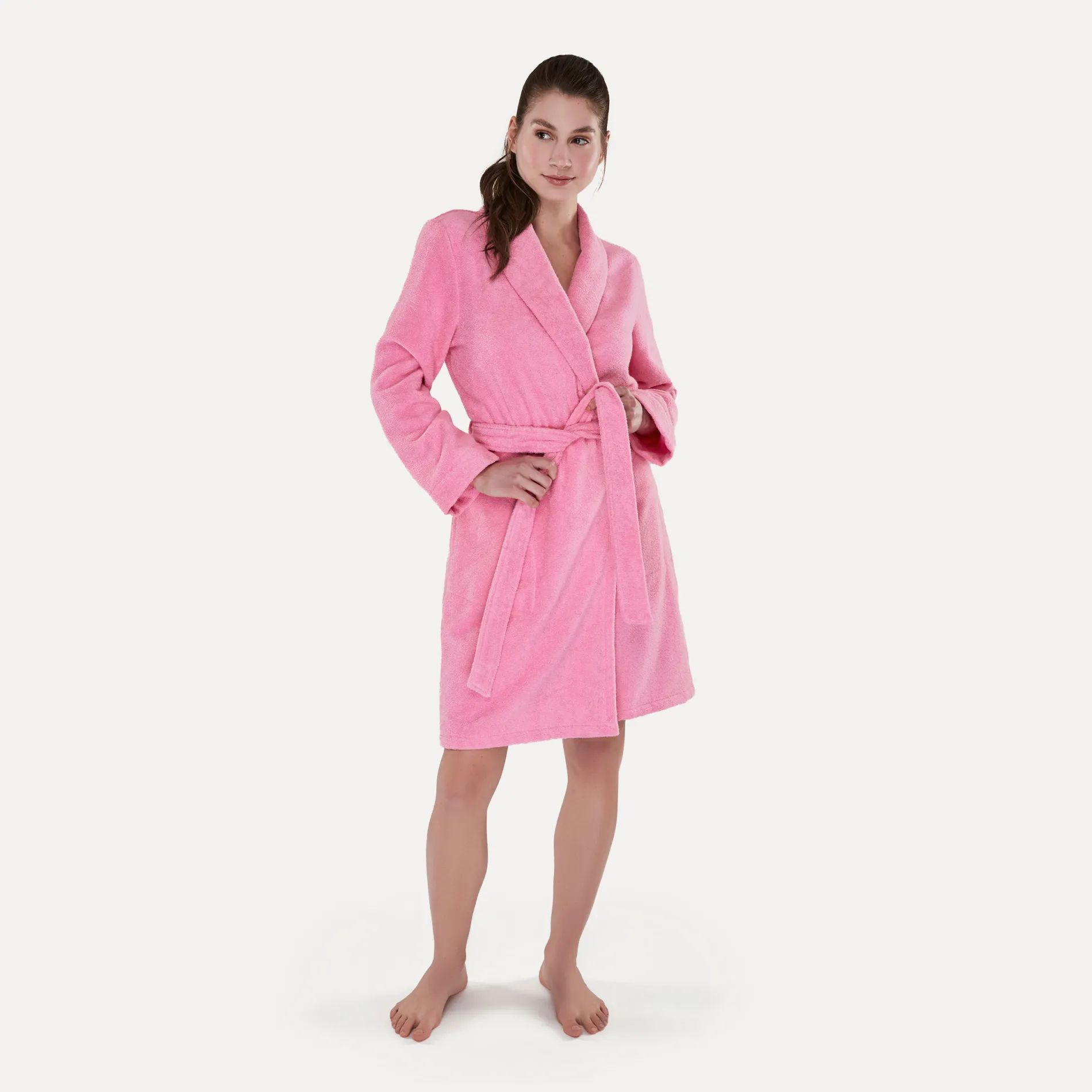 Damen MÖVE Damen|Kurze Bademäntel-Homewear Schalkragenmantel pink(flamingo)