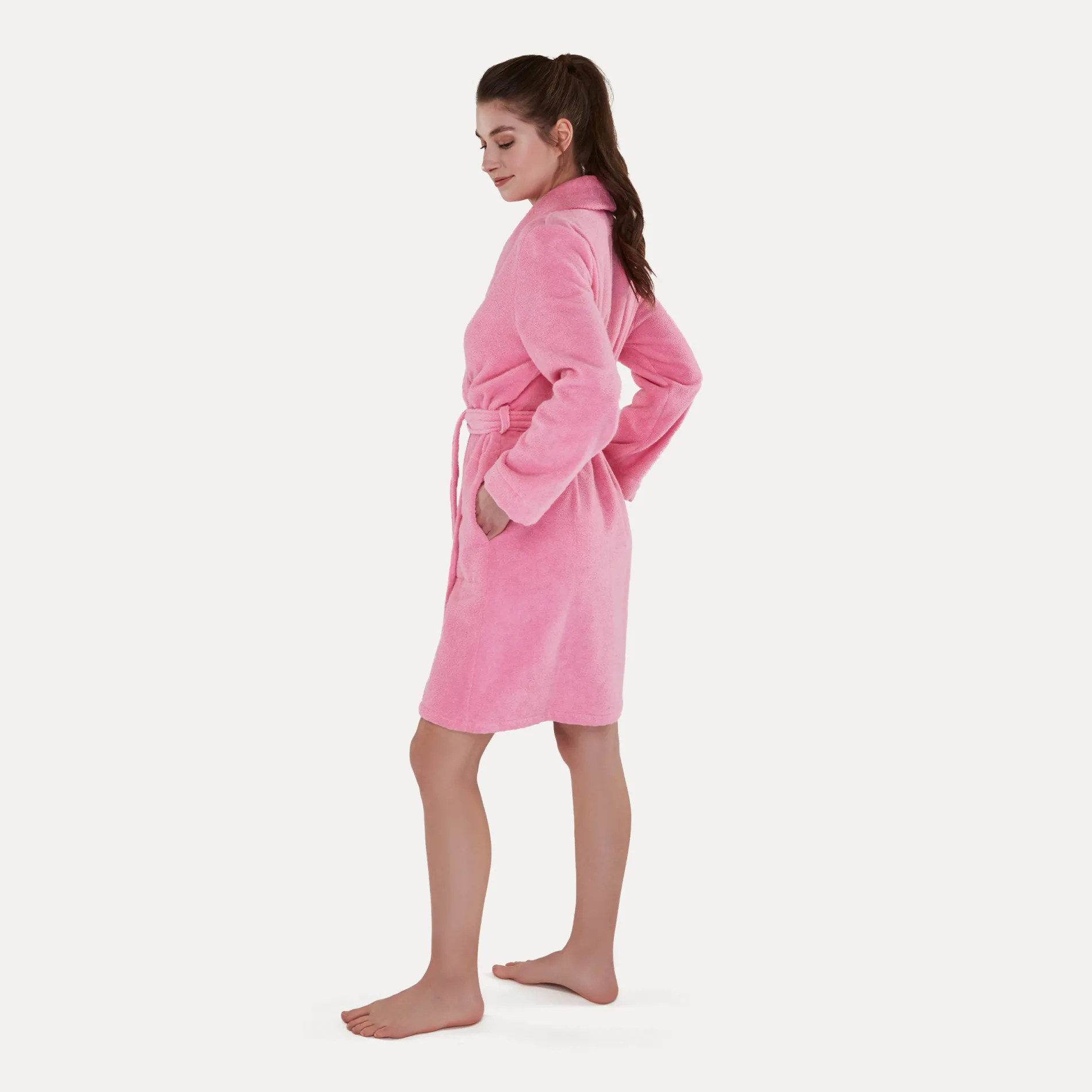 Damen MÖVE Damen|Kurze Bademäntel-Homewear Schalkragenmantel pink(flamingo)
