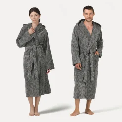 MÖVE Unisex|Mit Kapuze-Illusions Bademantel mit Kapuze beige(cashmere/black)