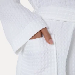 Damen MÖVE Damen|Herren-Piquée Bademantel mit Kapuze weiß(snow)