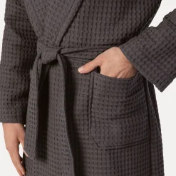 Damen MÖVE Damen|Herren-Piquée Bademantel mit Kapuze grau(graphite)