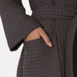 Damen MÖVE Damen|Herren-Piquée Bademantel mit Kapuze grau(graphite)