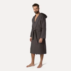 Damen MÖVE Damen|Herren-Piquée Bademantel mit Kapuze grau(graphite)