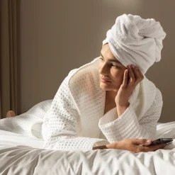 Damen MÖVE Damen|Herren-Piquée Bademantel mit Kapuze grau(graphite)