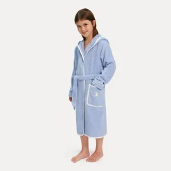 Kinder MÖVE Kinder-Soft Hug Bademantel mit Kapuze blau(aqua)