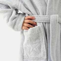 Kinder MÖVE Kinder|Mit Kapuze-Stars Bademantel mit Kapuze grau(silver)