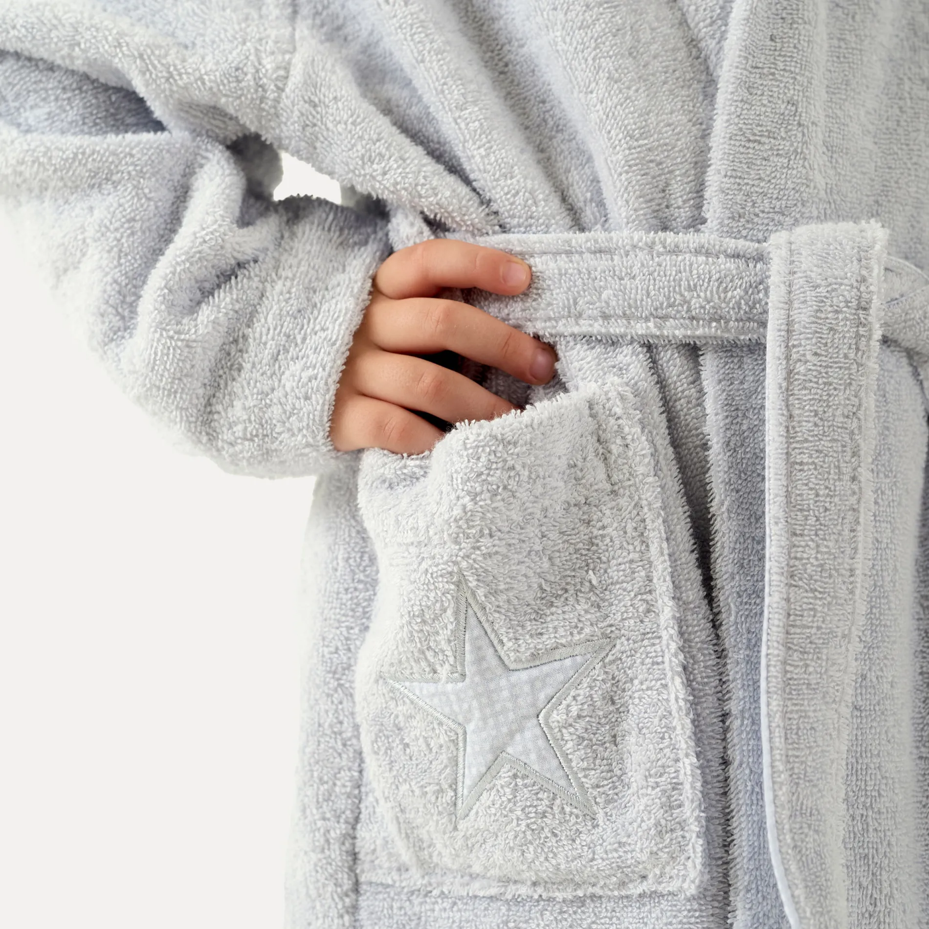 Kinder MÖVE Kinder|Mit Kapuze-Stars Bademantel mit Kapuze grau(silver)