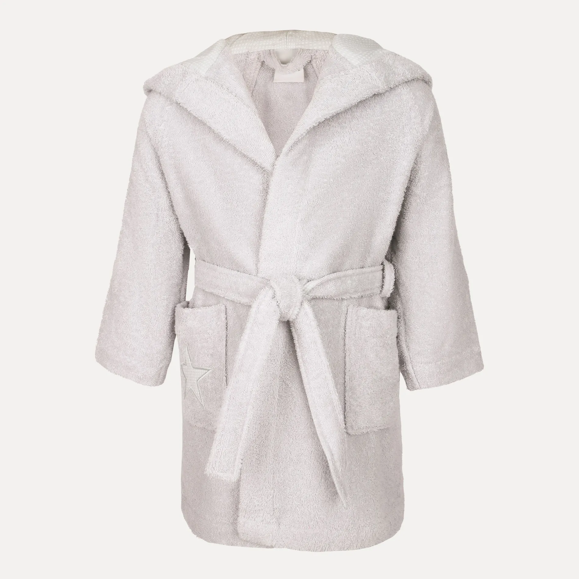 Kinder MÖVE Kinder|Mit Kapuze-Stars Bademantel mit Kapuze grau(silver)