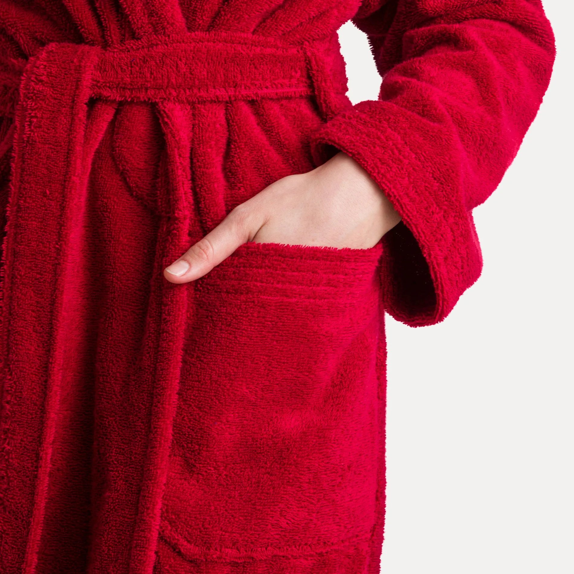 Damen MÖVE Damen|Herren-Superwuschel Bademantel mit Kapuze rot(ruby)