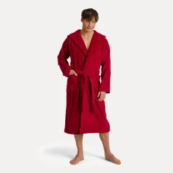 Damen MÖVE Damen|Herren-Superwuschel Bademantel mit Kapuze rot(ruby)
