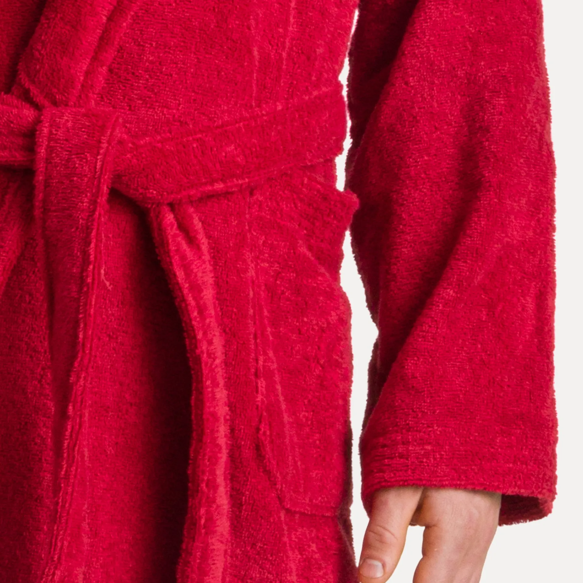 Damen MÖVE Damen|Herren-Superwuschel Bademantel mit Kapuze rot(ruby)