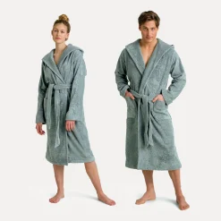 Damen MÖVE Damen|Herren-Superwuschel Bademantel mit Kapuze grün(tea)