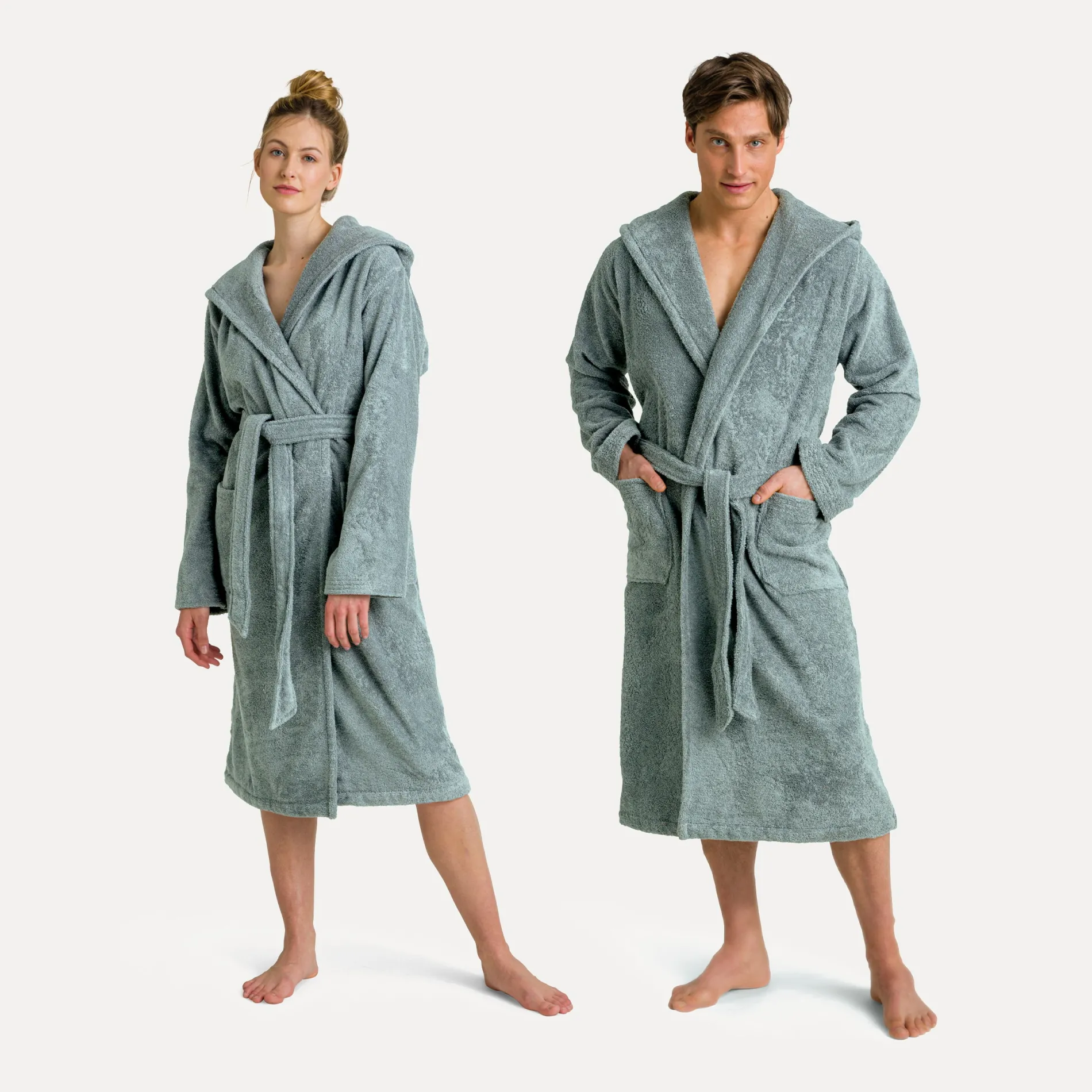 Damen MÖVE Damen|Herren-Superwuschel Bademantel mit Kapuze grün(tea)