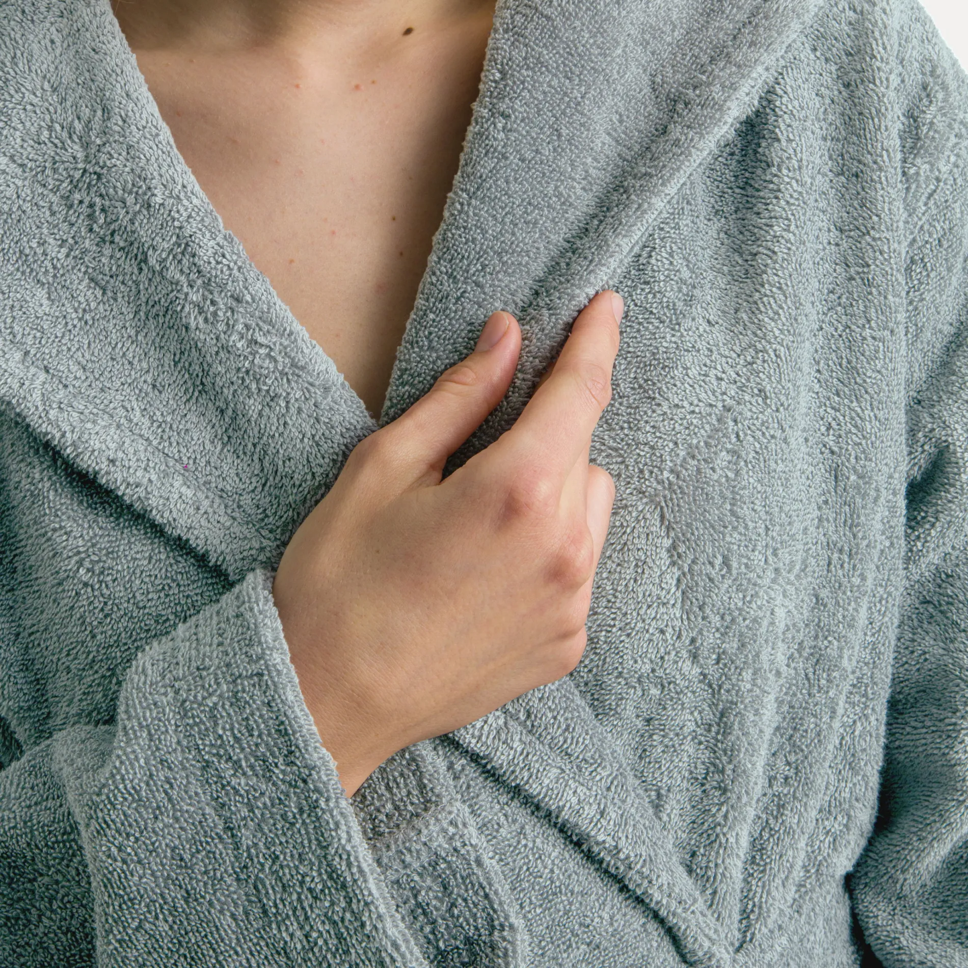 Damen MÖVE Damen|Herren-Superwuschel Bademantel mit Kapuze grün(tea)