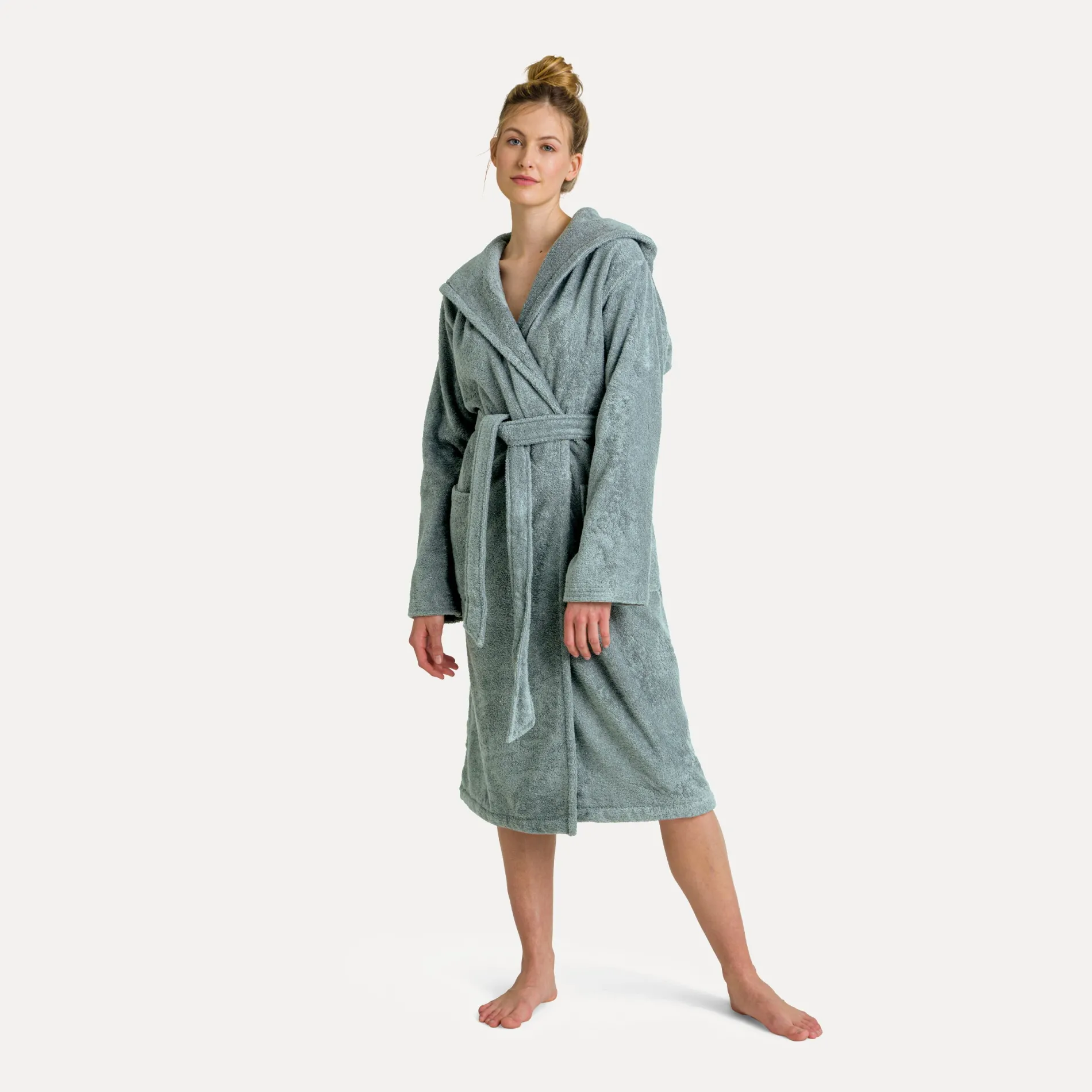 Damen MÖVE Damen|Herren-Superwuschel Bademantel mit Kapuze grün(tea)