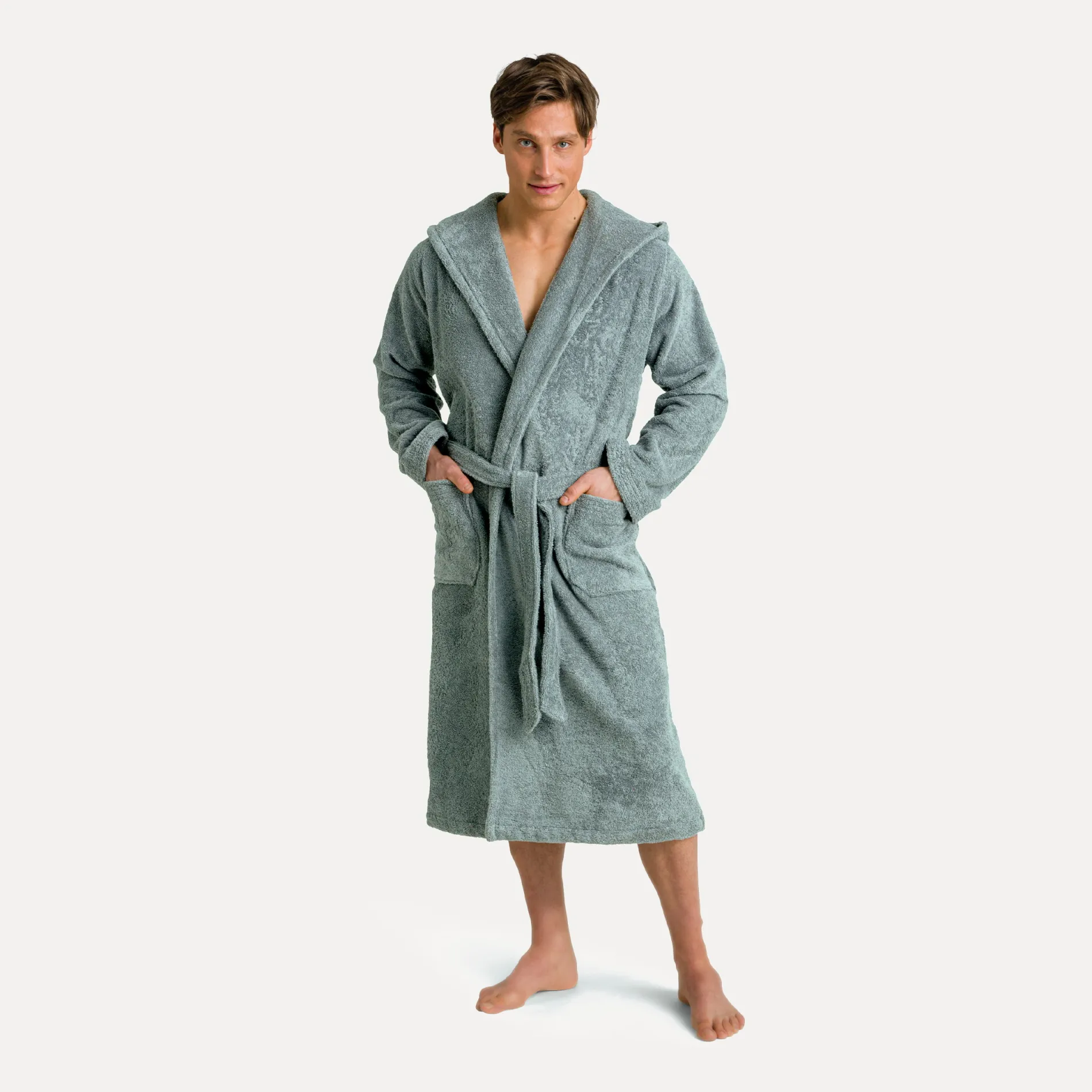 Damen MÖVE Damen|Herren-Superwuschel Bademantel mit Kapuze grün(tea)