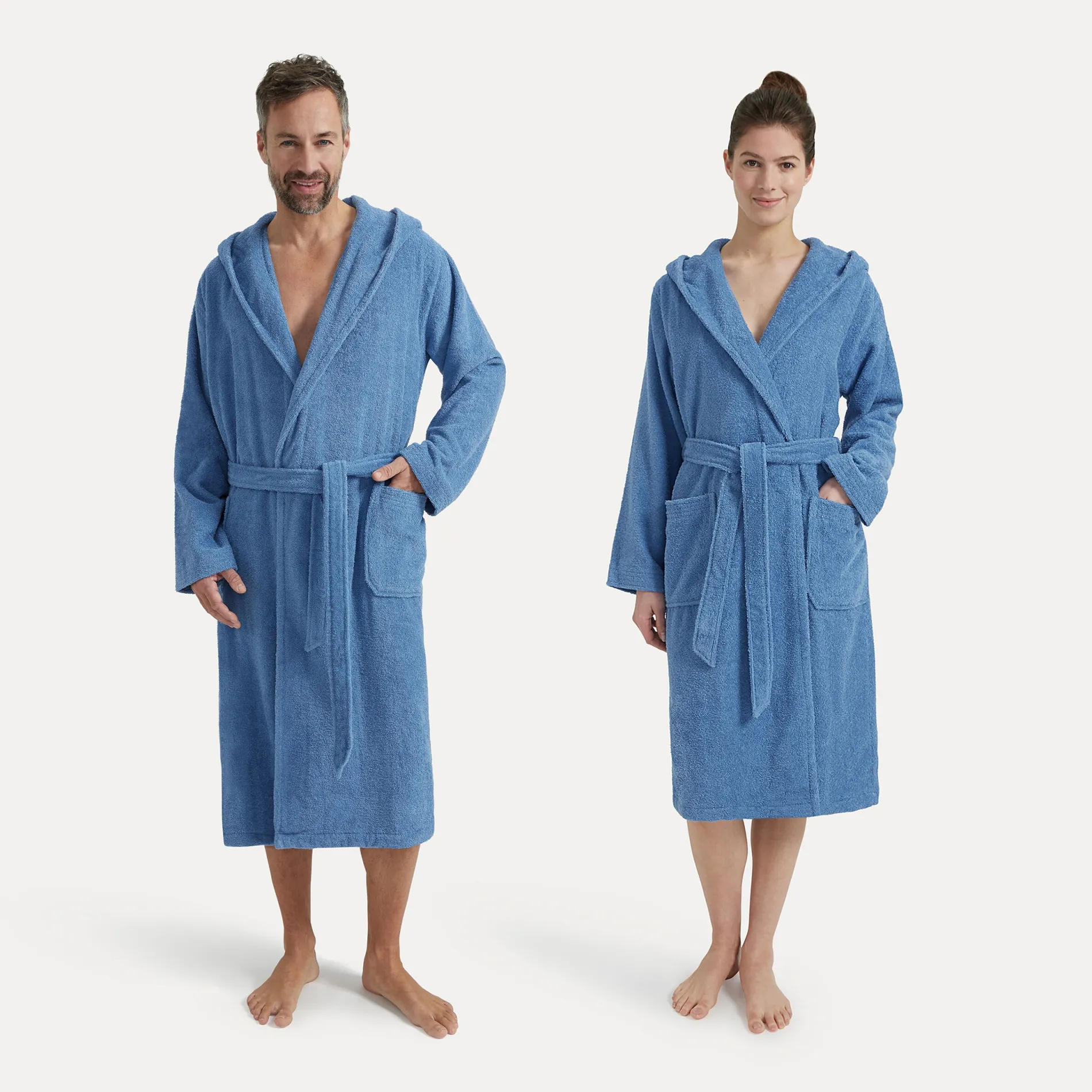 Damen MÖVE Damen|Herren-Superwuschel Bademantel mit Kapuze blau(cornflower)