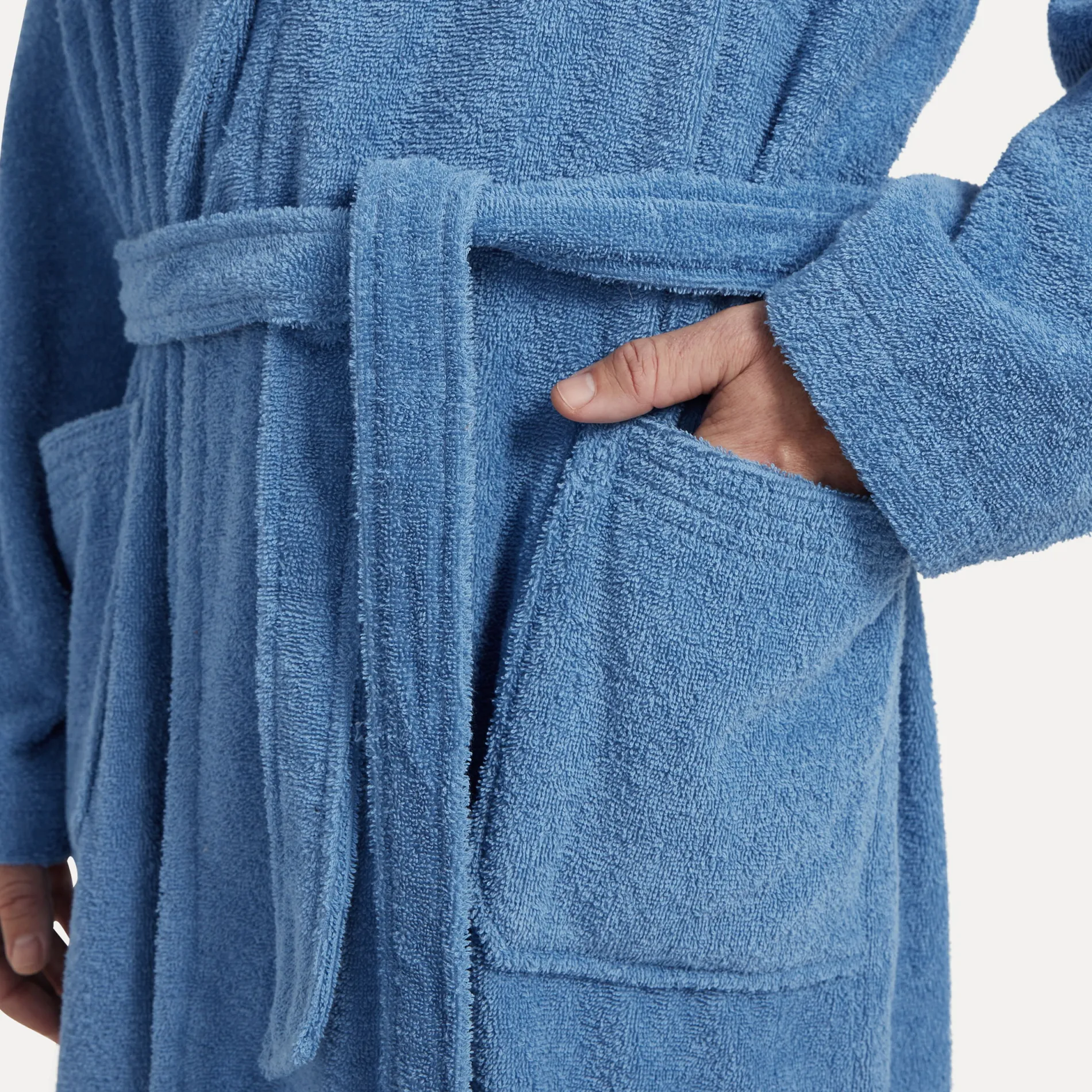 Damen MÖVE Damen|Herren-Superwuschel Bademantel mit Kapuze blau(cornflower)