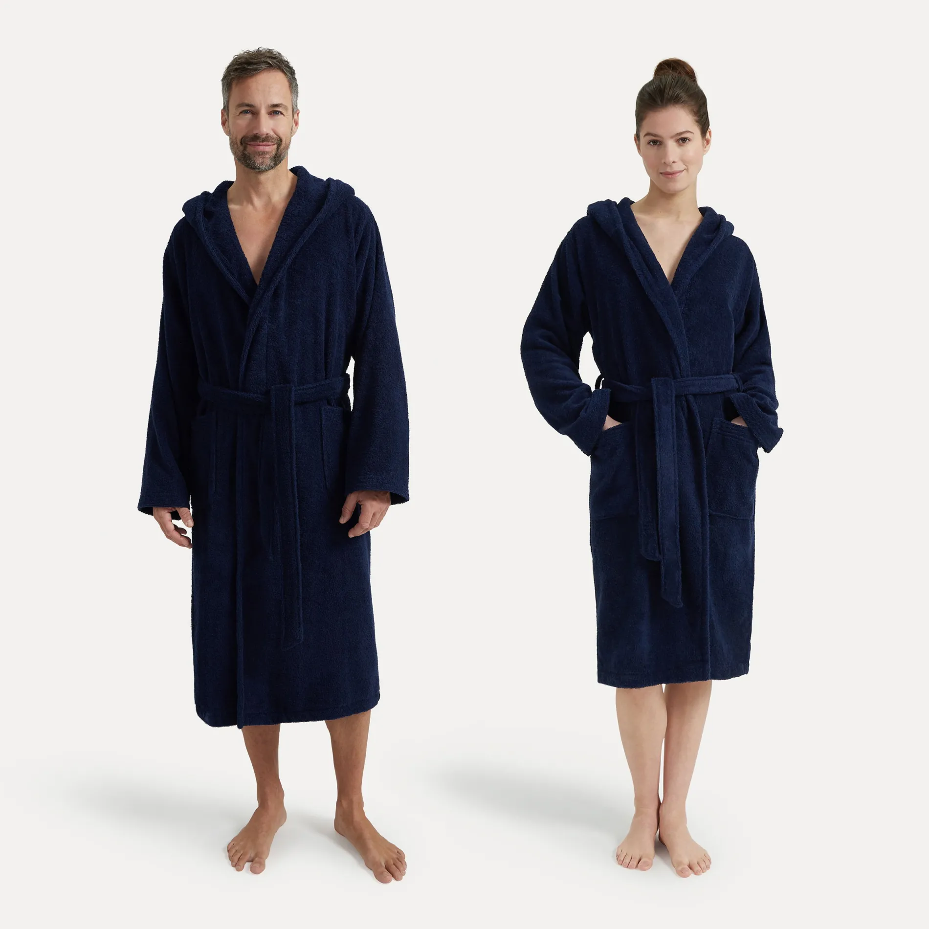 Damen MÖVE Damen|Herren-Superwuschel Bademantel mit Kapuze blau(deep sea)