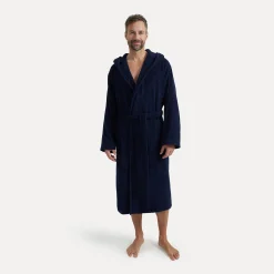 Damen MÖVE Damen|Herren-Superwuschel Bademantel mit Kapuze blau(deep sea)