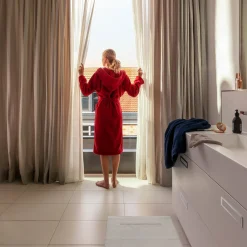 Damen MÖVE Damen|Herren-Superwuschel Bademantel mit Kapuze blau(deep sea)