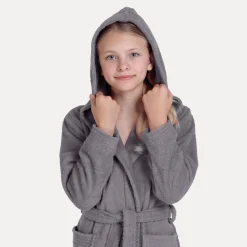 Kinder MÖVE Kinder-Superwuschel Bademantel mit Kapuze grau(stone)