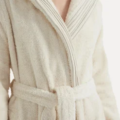 Damen MÖVE Damen|Herren-Wellness Bademantel mit Kapuze beige(nature)